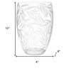 HomeRoots 12" Clear and Frosted Leaf Pattern Oval Crystal Table Vase - 3 of 3