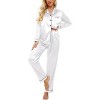 Ekouaer Women's Classic Button Down Long Satin Silk Pajama Set - 2 of 4