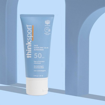 thinksport Clear Zinc Face Mineral Sunscreen Lotion - SPF 50 - 2 fl oz