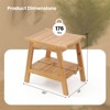Costway 20" Teak Wood Shower Bench w/ Storage Shelf Adjustable & Anti-slip Foot Pads Bathroom Spa Bathing Stool - 3 of 4