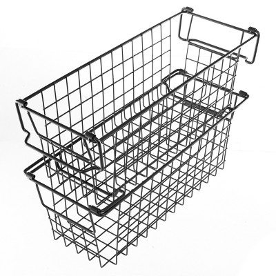 Farmlyn Creek 3 Pack Metal Wire Storage Baskets for Shelves, Pantry,  Closet, Long Narrow Organizer Bin, Black, 16 x 6 x 6 In