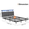 VINGLI Floating Bed Frame Full with LED & Charging Station Hanging Linen Headboard - 2 of 4
