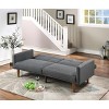 DOMETOUR Transitional Look Living Room Sofa Couch Convertible Bed Blue Grey Polyfiber 1pc Tufted Sofa Cushion Wooden Legs - 2 of 4