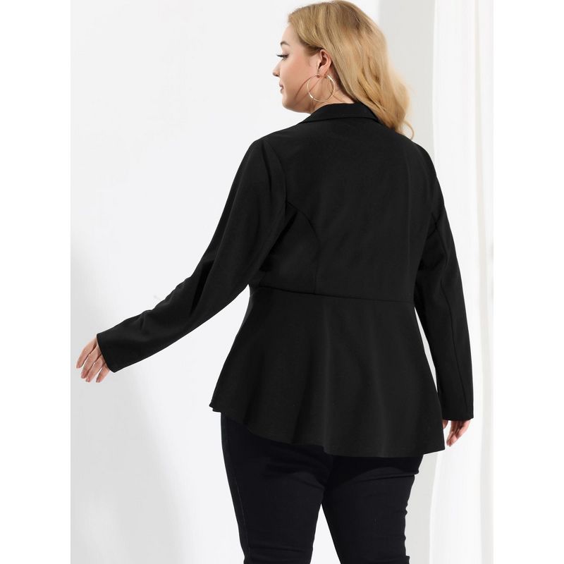 Agnes Orinda Women's Plus Size High-Low Peplum Button Work Formal Elegant Blazers, 6 of 8