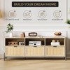 TV Stand for 75 inch TV with Storage & Metal Legs,Console Table with 3 Drawers,Rattan Media Console Cabinet for Living Room,Bedroom - Oak - 4 of 4