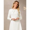 Hobemty Women's Pleated Neck Winter Long Sleeve A-Line Midi Dress - 4 of 4
