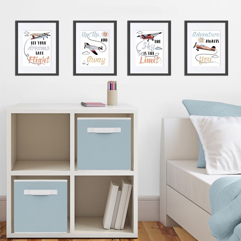 Sweet Jojo Designs Boy Unframed Wall Art Prints for Décor Airplane Red Blue and Grey 4pc, 4 of 7