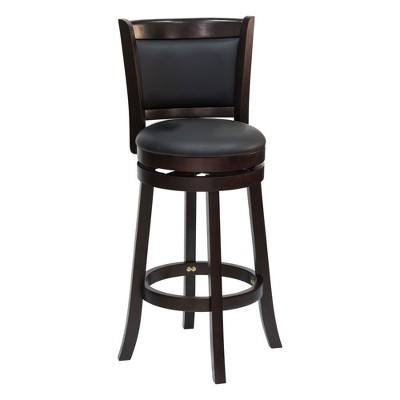 HOMCOM Classic Swivel Barstool with PU Leather Upholstered Mid-Back Swivel Chair and Footrest Black