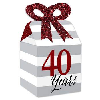 Big Dot of Happiness We Still Do - 40th Wedding Anniversary - Square Favor Gift Boxes - Anniversary Party Bow Boxes - Set of 12