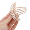 Unique Bargains Women's Peacock Style Hair Insert Comb Gold Tone Gold Tone White 1 Pc - 3 of 3