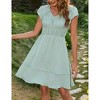 Coolmee Women's Mini Dress Short Sleeve V Neck  Dot Ruffle Dress Casual Loose Swing A-Line Dress with Tiered - 4 of 4