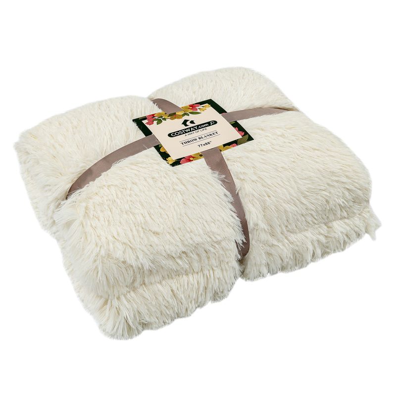 Tangkula Throw Blanket Thick Fuzzy Warm Soft Blanket and Throw for Sofa Bed Beige, 5 of 7