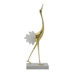 Elegant Crane Sculpture with Marble Base, Decorative Bird Statue for Tabletop Display, Living Room Accent, Entryway Decor, or Centerpiece Ornament - 1 of 4