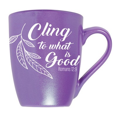 Elanze Designs Cling To What Is Good Romans 12:9 Passion Purple 10 ounce New Bone China Coffee Cup Mug