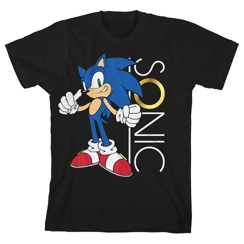 Sonic The Hedgehog Sonic With Ring Boy's Black T-shirt-l : Target