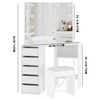 Corner Vanity Desk Set with 3-Folding Lighted Mirrors, Makeup Vanity Table with Charging Station - 4 of 4