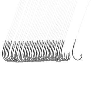 Unique Bargains Metal Leader Wire Tackle 8 Type Fish Circle Hooks with Line Gray 50 Pcs - 1 of 1