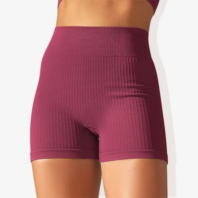 Anna-Kaci Active Women's Wide Band Stretchy Rib Knit Seamless Gathered Biker Shorts