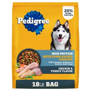 Pedigree High Protein Chicken & Turkey Flavor Adult Complete & Balanced Dry Dog Food - 18lbs - 1 of 4