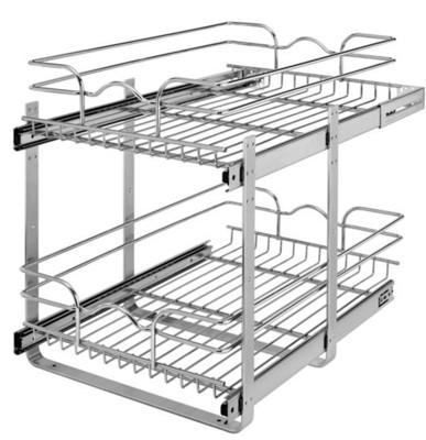 Rev-a-shelf 2-tier Kitchen Cabinet Pull Out Shelf And Drawer Organizer  Slide Out Pantry Storage Basket In Multiple Sizes, 21 X 22 In,  5wb2-2122cr-1 : Target