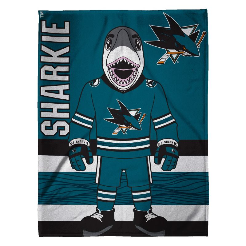 Sleep Squad San Jose Sharks SJ Sharkie Mascot 60 x 80 Raschel Plush Blanket, 2 of 6