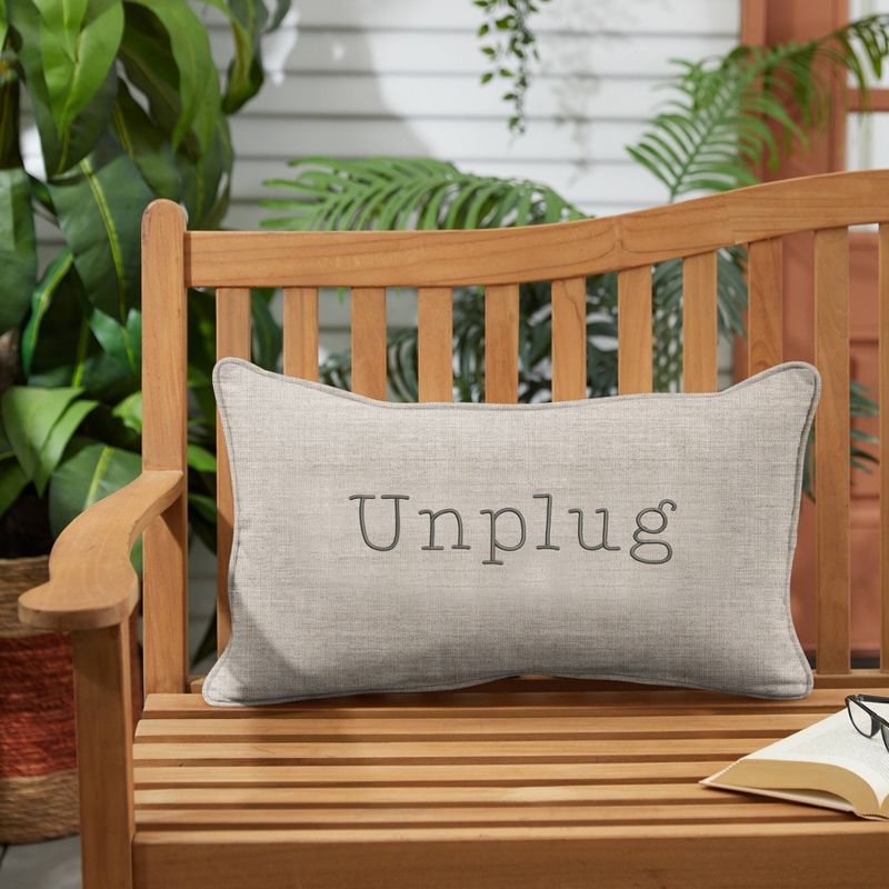 Indoor/Outdoor Unplug Embroidered Lumbar Throw Pillow - Sorra Home, 3 of 8