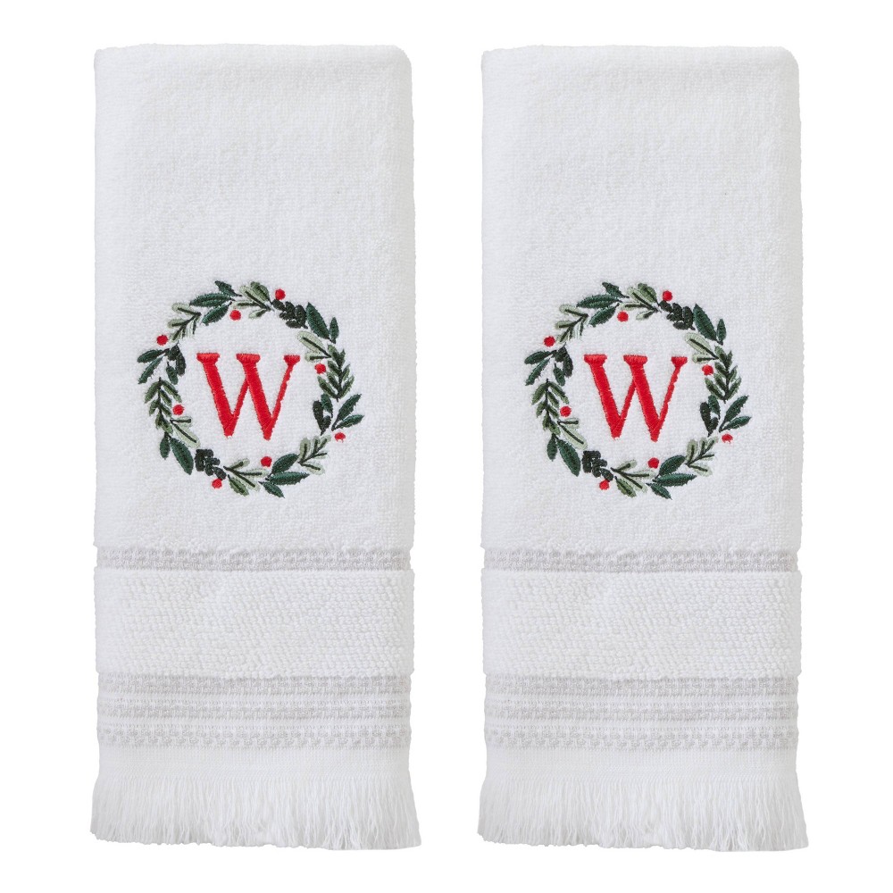 SKL Home 2pk Wreath Monogram Hand Towels "W"