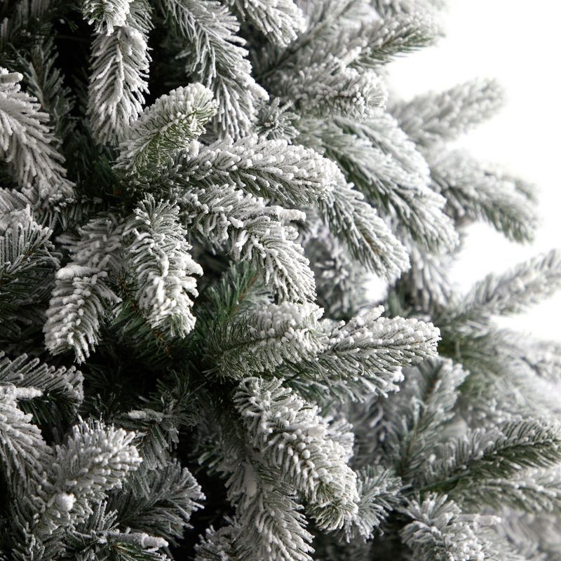 Nearly Natural 9-ft Flocked South Carolina Spruce Christmas Tree with 850 Clear Lights and 2329 Bendable Branches, 5 of 9