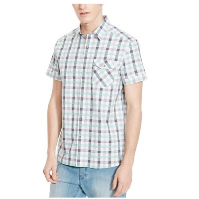 Kenneth Cole Mens Gregory Plaid Button Up Shirt