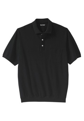 Kingsize Men's Big & Tall Banded Bottom Pocket Shrink-less™ Piqué Polo ...