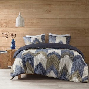3 Pcs Sophisticated Ikat Chevron Print Comforter Set, All Season Home Textile fits Modern Bedroom Decor - 1 of 4