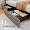 GOCAPTAIN Bed Frame with 4 Storage Drawers and Adjustable Headboard, Linen Upholstered Platform Bed Frame, Diamond Button Tufted - 4 of 4
