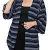 Slickblue Plus Size Multi-Color Striped Cardigan, Long Body with Side Slits and Wide Sleeves, Navy, Size 1XL-3XL - 3 of 4