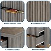 Fluted Sideboard Buffet Cabinet,Large Coffee Bar Cupboard Cabinet Wooden Credenza with 3 Drawers - 4 of 4