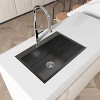 Gulches 27"x19" Black Overmount Single Bowl Kitchen Sink, 20 Gauge 304 Stainless Steel, with US Standard Drain & Hook - 3 of 4