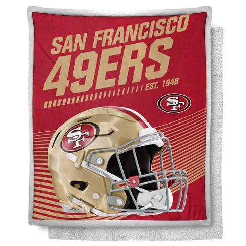 San Francisco 49ers Team Property Sherpa Plush Throw Blanket FOCO