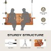 U-MAX 2-Person Hanging Porch Swing Wood Bench with Cup Holders,Natural - 4 of 4