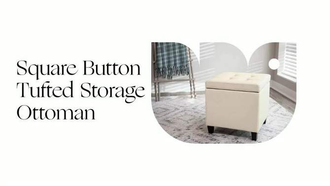 Square Button Tufted Storage Ottoman with Lift Off Lid - WOVENBYRD, 2 of 10, play video