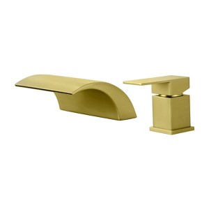 Cobbe Bathroom Sink Faucet Brushed Gold Single Handle Dual Control Bathroom Countertop Faucet with Waterfall Spout Nozzle - 1 of 4