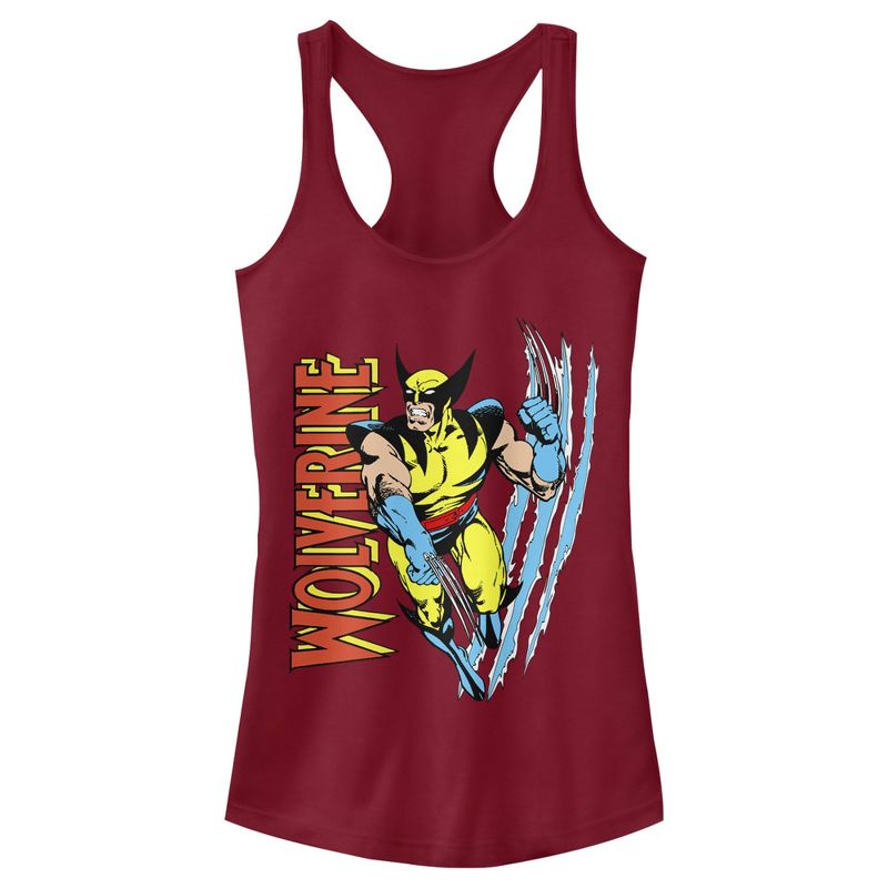 Juniors Womens Marvel X-Men Wolverine Slash Racerback Tank Top, 1 of 4
