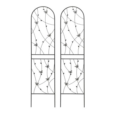 Lirago Black, 86.61"H * 19.68"W * 0.51"D, 2 pieces, Weatherproof Multi-functional Outdoor Screen - Laser-Cut Galvanized Steel Panel