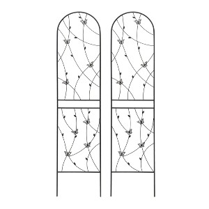Lirago Black 2 pieces Weatherproof Multi-functional Outdoor Screen-Laser-Cut Galvanized Steel Panel 86.61"Hx19.68"Wx0.51"D - 1 of 4