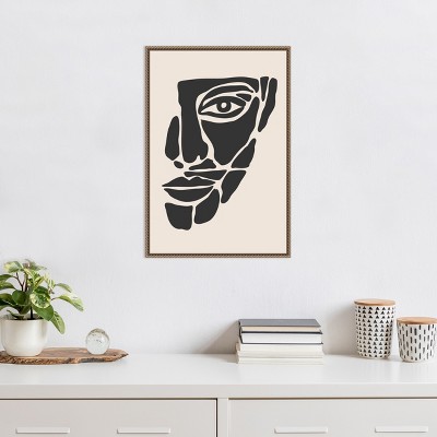Beaded Bronze Framed Abstract Face Canvas Wall Art 16 x 23-in