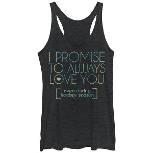 Women's CHIN UP I Promise to Love You During Hockey Season Racerback Tank Top - 1 of 3