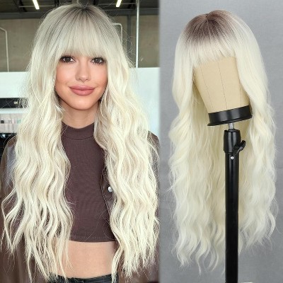 Jessie's Wig 26 Inch curly Wig With Bangs Synthetic Hair blond 1 Pc/Pack