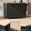 51" Fluted Kitchen Island on Wheels, with Drop Leaf, Internal Storage Rack and Towel Rack, for Kitchen, Dining Room - 4 of 4