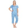 Collections Etc V-Neck Lace Trim Floral Pattern 2-Piece Capri Pajama Set - 2 of 4