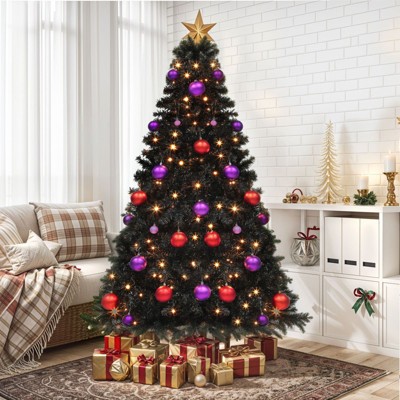 6ft Prelit Black Christmas Tree Artificial with 818 Branch Tips & 250 Lights