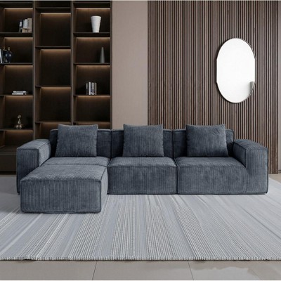 Dolonm 118"Modular Combination Sofa Convertible Boneless Compression Sofa Bed,Seats and Foot Pedal