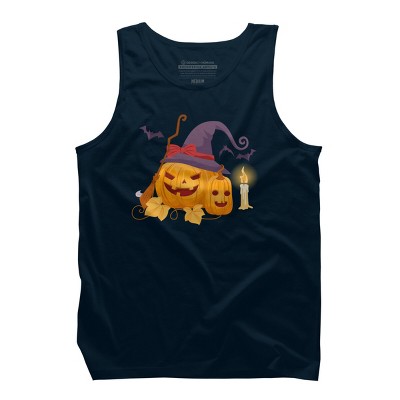 Men's Design By Humans Halloween Witch Pumpkins With Bats By VectorVillain Tank Top